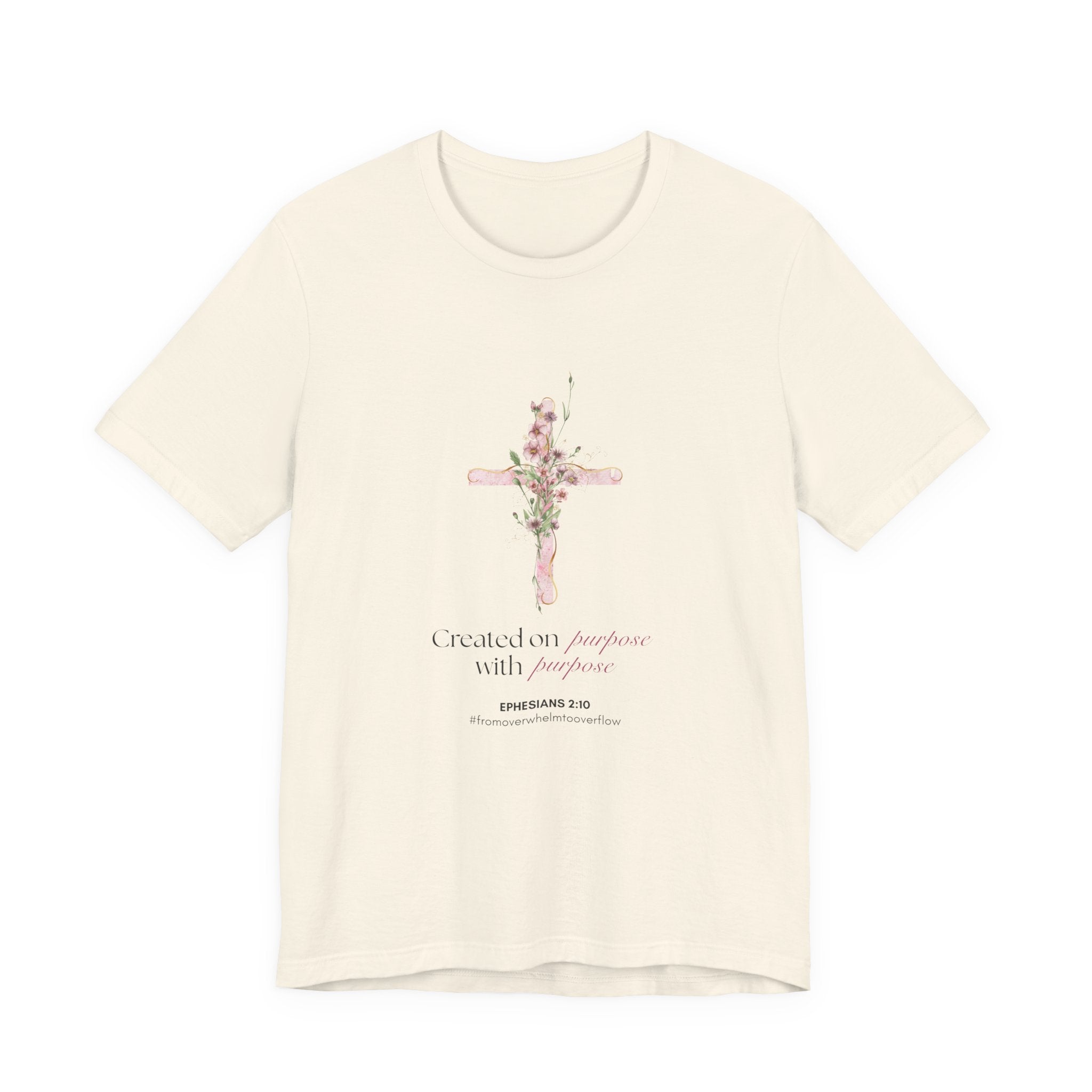 Floral Cross "Created on Purpose" Christian Tee