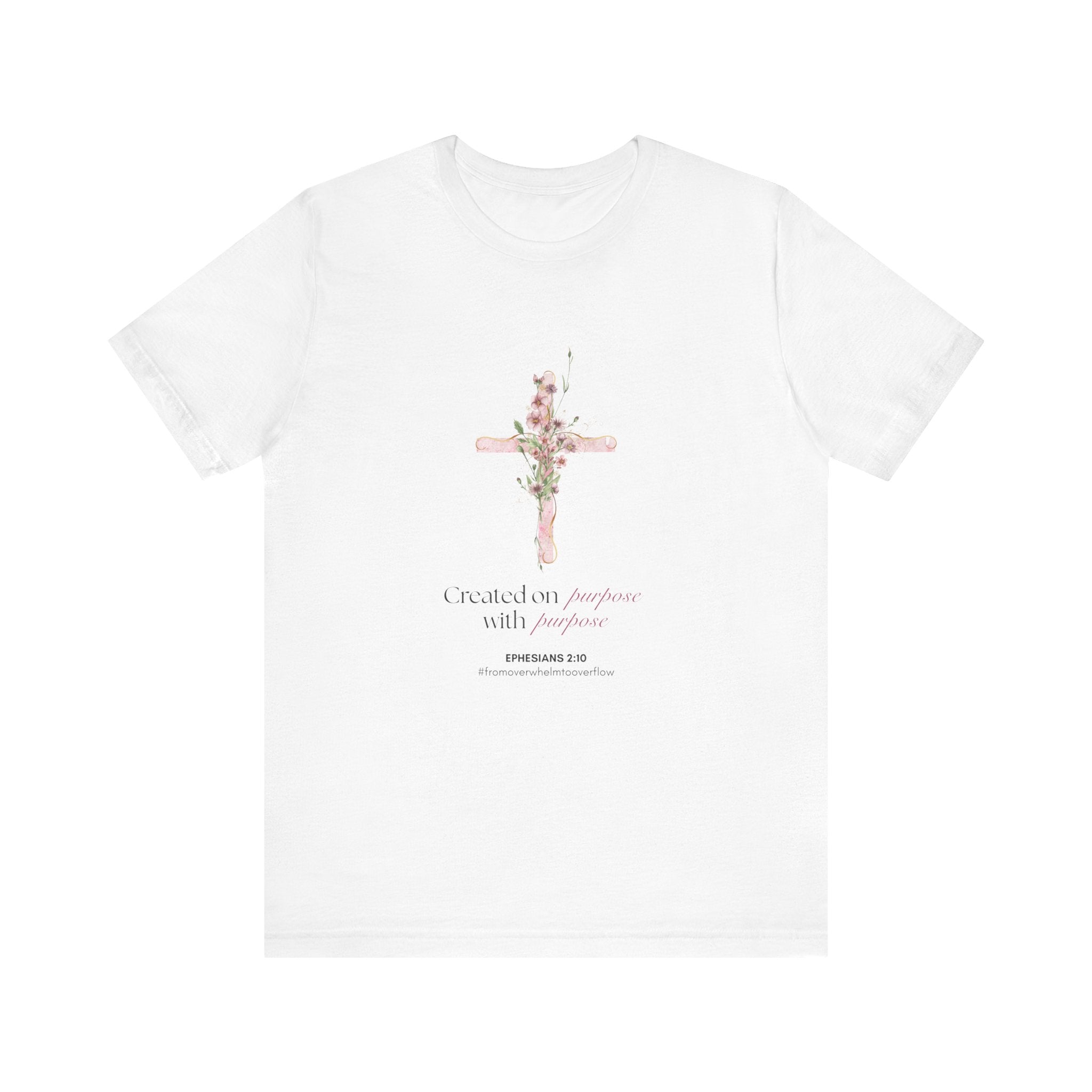 Floral Cross "Created on Purpose" Christian Tee