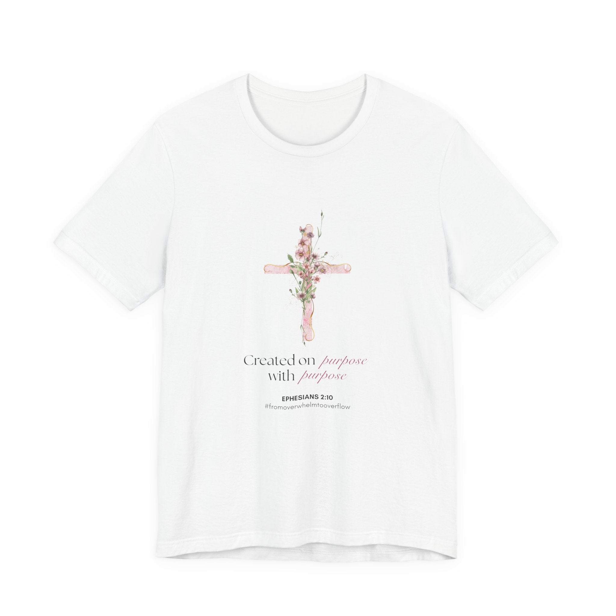 Floral Cross "Created on Purpose" Christian Tee