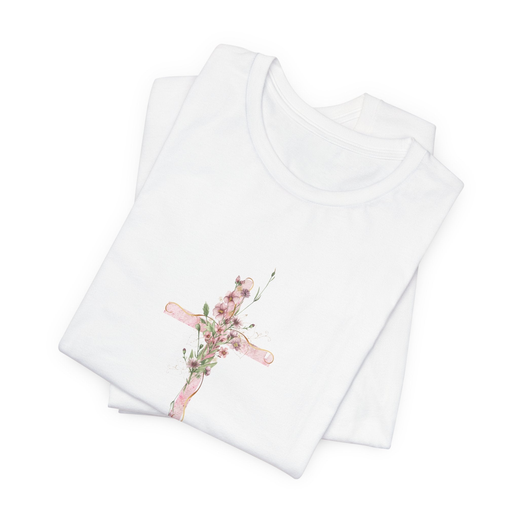 Floral Cross "Created on Purpose" Christian Tee