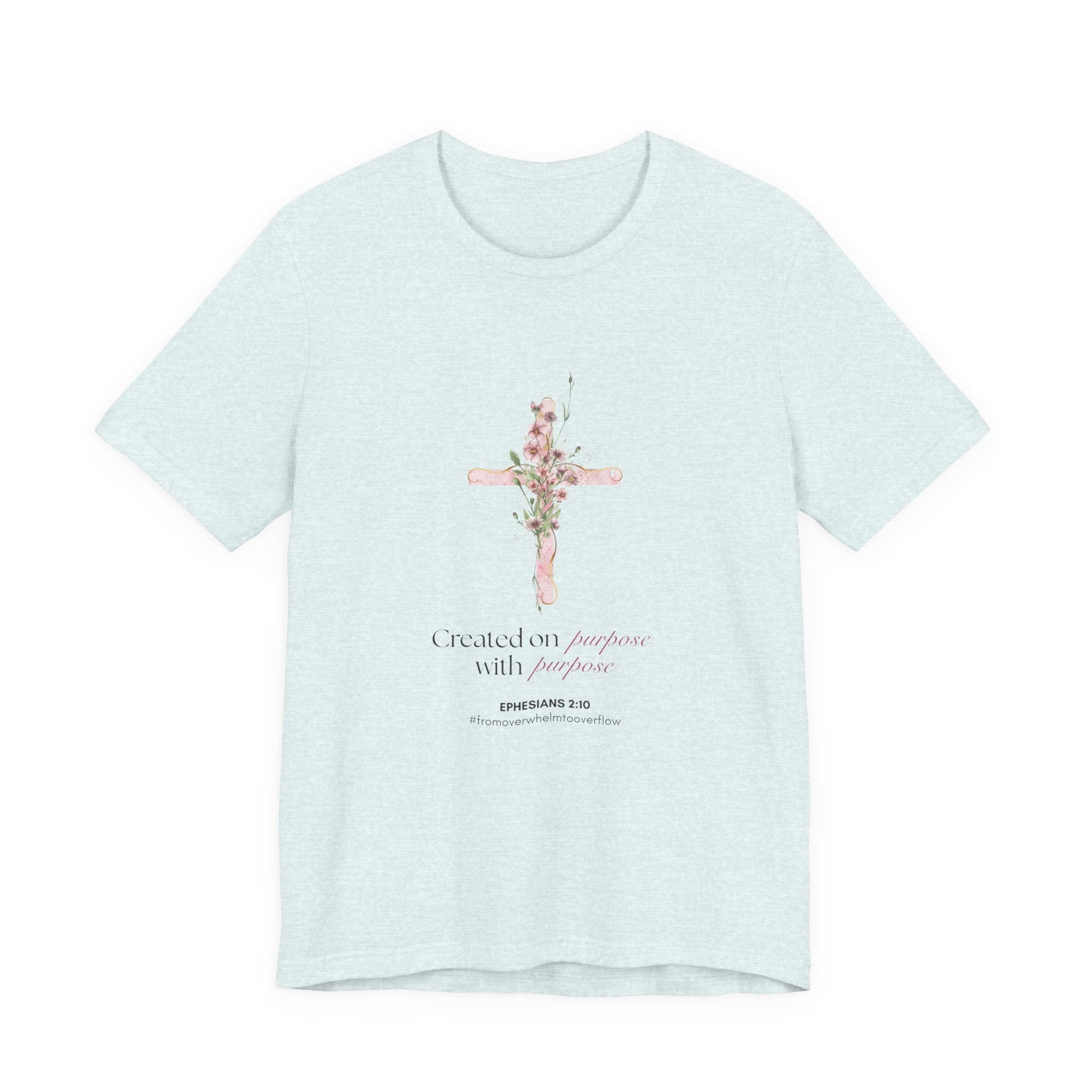 Floral Cross "Created on Purpose" Christian Tee